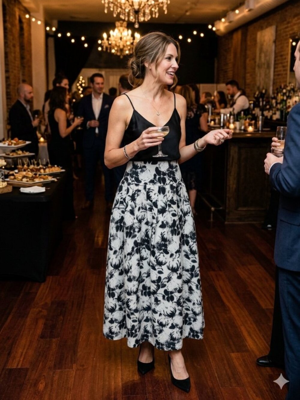 Sachin & Babi Noir Black & White Floral Maxi Skirt Size 8 NWT $695